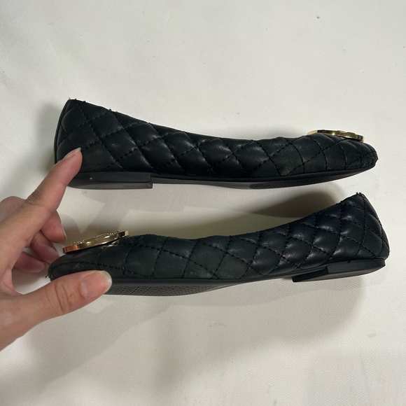 Tory Burch black quilted leather Benton ballet flats - Picture 7 of 15